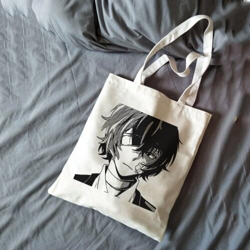 Japanese Anime Bungo Stray Dogs Women Canvas Bag Vintage Fashion Large Capacity Fashion Punk Shopper Bag Cartoon Shoulder Bag