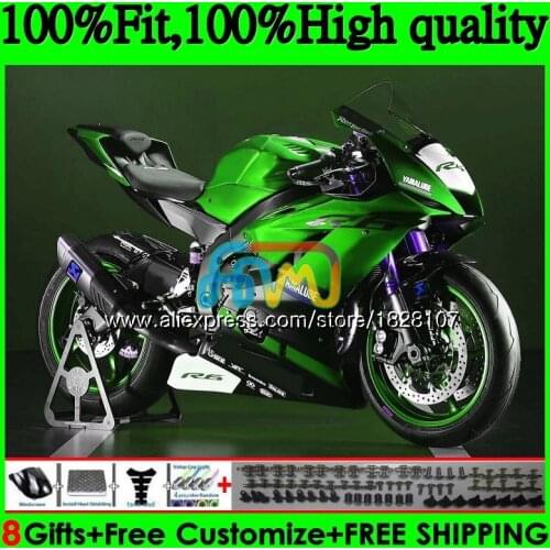 Injection OEM For YAMAHA YZF600 All gloss greenYZF R6 YZFR6 17 18 19 118BS.AA YZF 600 R 6 YZF-600 YZF-R6 2017 2018 2019 Fairings