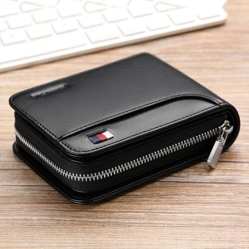 Luxury men wallet genuine leather Short Card holder zipper small purce male сумочк Business cardholders High quality 2020