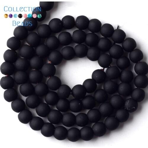 Natural Stone Black Matte Dull Polish Hematite Rubber Round Beads For Jewelry Making Spacer Loose Beads Diy Bracelets 4-8mm 15"