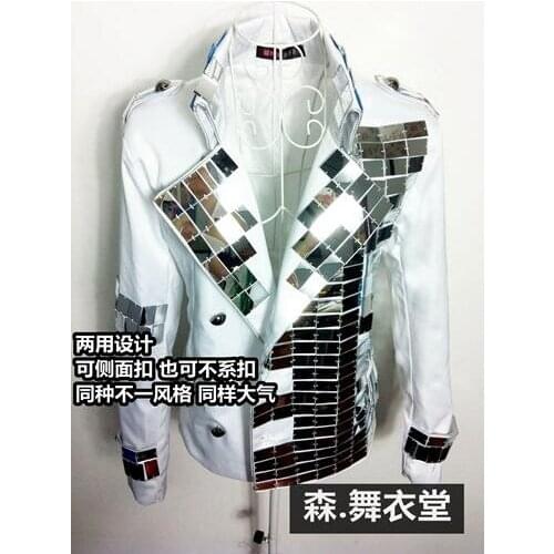 M-5XL!!!A male singer club guests wind mirror heavy jacket is suitable for bar nightclub stage performance clothing male singer