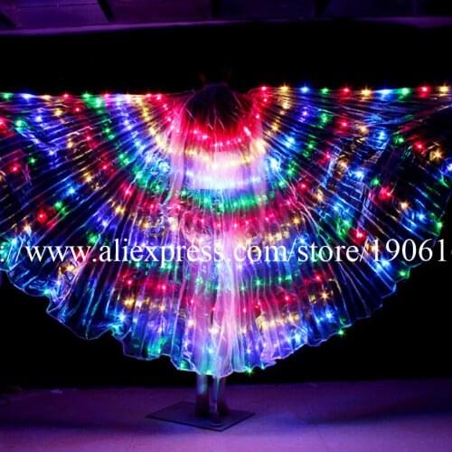 Fashion Colorful Led Luminous Party Evening Dress LED Light Up ISIS Wings Growing Stage performance Clothes Ballroom Costume