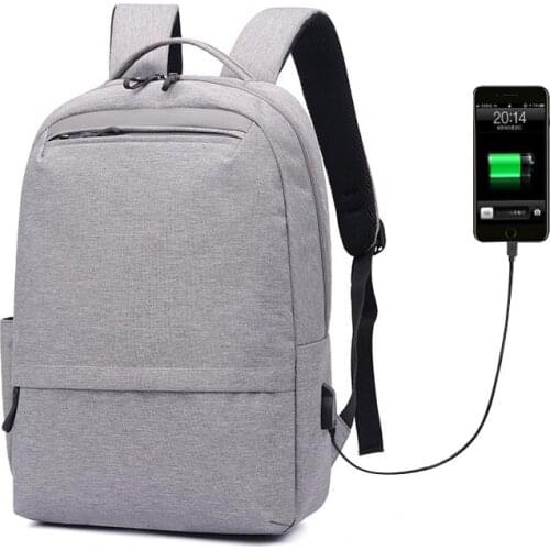 2PCS / LOT Men Business Laptop Backpack Simple Style USB Port Multifunction Travel Bagpack Male Backpack Gift Bag