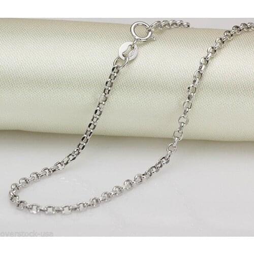 Nuevo 50.8cm 18k Blanco Collar de Oro 2mm Rolo Cadena de Eslabones Au750