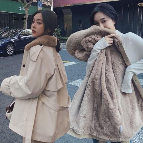 Women Faux Rabbit Fur Warm Coat Winter Parkas Fur Collar New Female Warm Outwear for Women Parkas Jackets