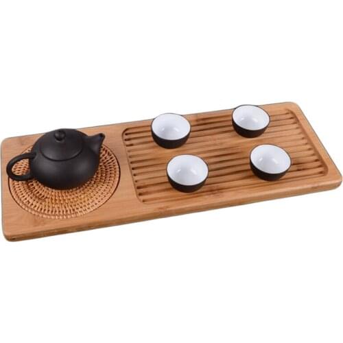Kung Fu tea table tray small bamboo tea table of pure wood saucer traditional for teapot storage displaying and serveing tea