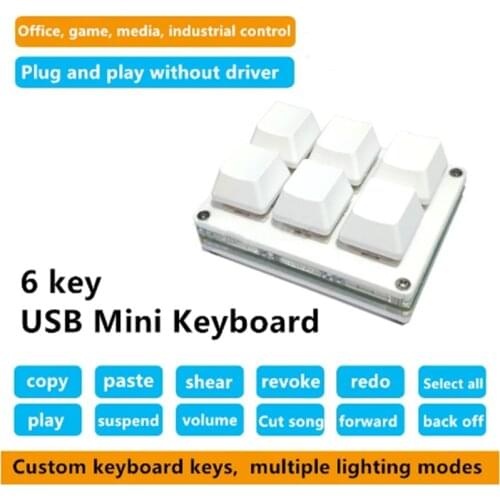 6keys Macro keypad Green / Red Switch with lamp DIY Customize USB Programming Shortcut key OSU Programmable Mechanical Keyboard