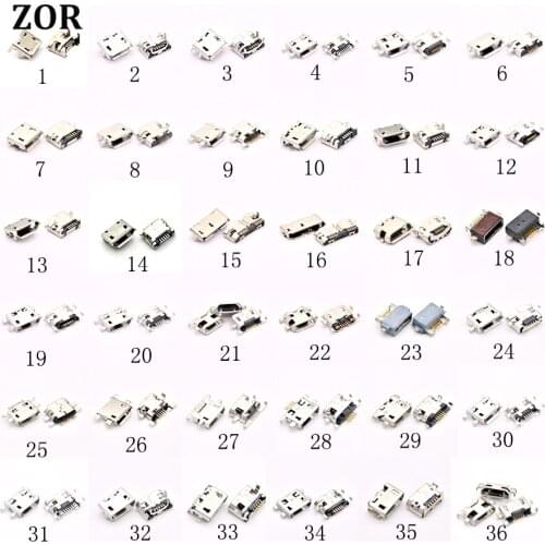 36 models micro usb connector common used charging port for SONY/Lenovo Huawei Blackberry Nokia HP ACER ASUS other mobilephone