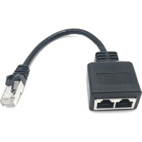 RJ45 splitter adapter LAN connector 1 female to 2 female cable 0.2m compatible with CAT5 CAT6