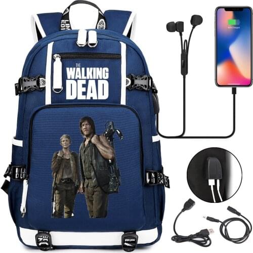The Walking Dead Backpack Girl Boy Schoolbag Large Capacity Laptop Bag Waterproof Multifunction USB Charging Backpack
