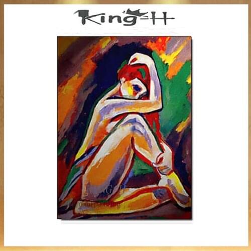 Sexy Blonde Girl Nude Woman Painting Palette Knife Painting handPainted on Canvas for Bedroom Hotel Wall Decoration