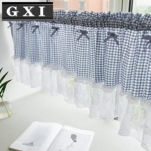 Lattice Lace Short Curtains for Living Room Bathroom Closet Wall Kitchen Window Curtain Valance Small Tulle Drapes Home Decor