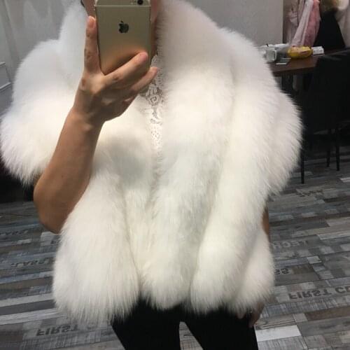 Genuine Fox Fur Shawl For Women Real Fox Fur White Color Female Capes And Wraps For Wedding Bride Winter Outwear Pashmina