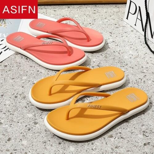 ASIFN Cute Beach Women Flip Flops Oudside Summer Flat Slippers Ladies PVC Non-slip Slides Non-slip Indoor Fashion Girls Shoes