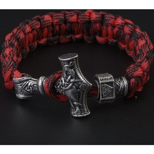 Handmade Norse Viking Paracord Bracelets Thor Mjolnir Paracord Amuletceltic Rune Knot Amulet Scandinavian Bracelet