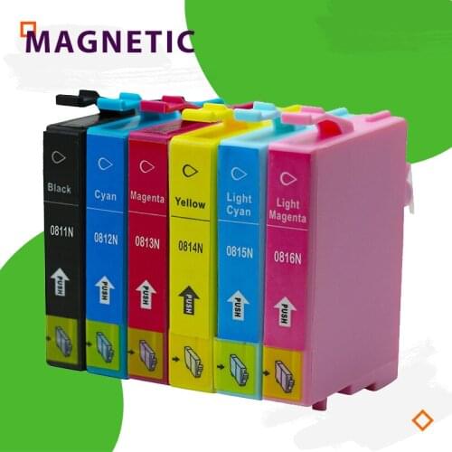 T0811 - T0816 Compatible ink Cartridge For Epson Stylus photo 1410 R270 R390 RX590 R290 R610 RX690 T50 TX700W TX800W Printer