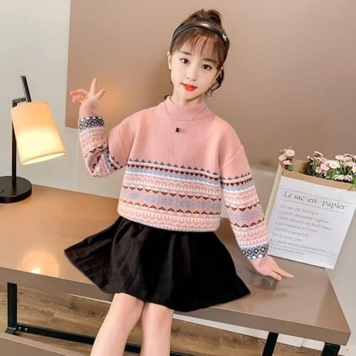 Childrens Clothing Sweater 2020 Autumn and Winter New Big Kids Korean Version Plus Velvet Padded Pullover Childrens Sweater