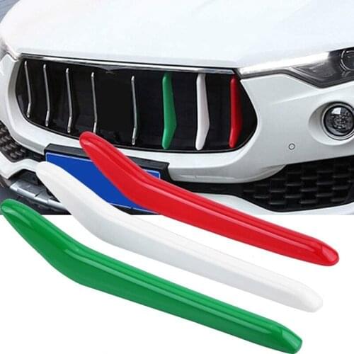3Pcs Car Grill Insert Trim for Maserati Levante 2017-2018 Car Glossy Front Grille Stripes Bright Decor Exterior Styling
