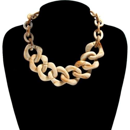 Flatfoosie 2020 New Necklace Unique Design Chunky Acetate Acrylic Chain Necklace For Women Fashion Jewelry Statement Collar Gift