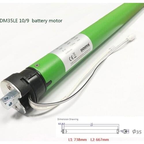 1pc MOQ DM35LE battery motor 12V tubular motor max load 24kg for 50mm tube roller blinds curtain shutter