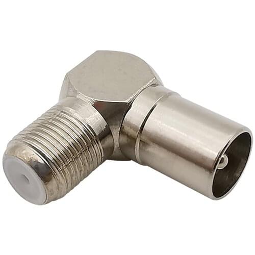 1Pcs F Female Jack to TV Male Plug Right Angle 90 Degree Aerial Antenna RF Coaxial Cable Antenna Connector