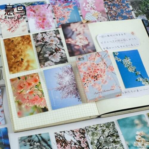 30PCS Cherry Blossom Stickers Aesthetic Colorful Paper Decoracion Scrapbooking Phone Sticker Flakes Stationery Supplies