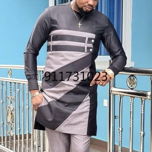 African Clothing Mens Long-sleeved Shirt Irregular Printing Dashiki Fashion Tops Mens Muslim Traditional T-shirt Male 2021 Fall