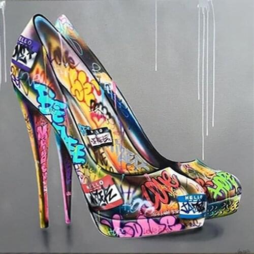 DIY Diamond Embroidery Graffiti Art High Heels Shoes 5D Diamond Painting Cross Stitch Full Rhinestone Mosaic Home Decor Gift