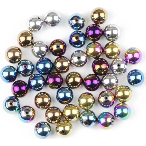Gold Green Purple Blue Round Hematite 10mm 30pcs Natural Stone Loose Beads For Jewelry Bracelet Necklace Making DIY Accessories