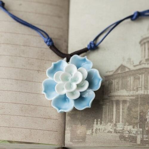 Ceramic flower Womens ceramic classic necklaces & Pendants DIY handmade necklace for women Christmas Gift #1149