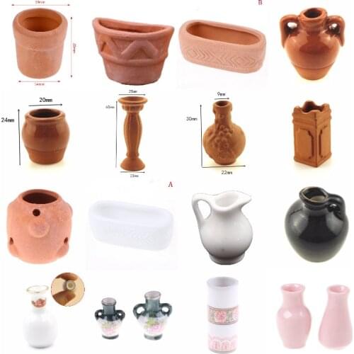 Ceramic 1: 12 Dollhouse Miniature Toy Porcelain Decoration Vase Pot Accessories Decorative Doll House Miniatures Accessories