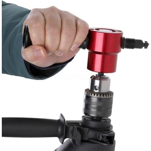 Red Metal Cutting Double Head Sheet Nibbler Saw Cutter Tool Drill Attachment 360 Degree Adjustable Metal Electric Cutter Tool