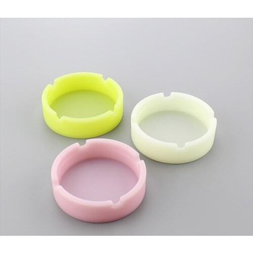 Round/Square Luminous Silicone Ashtray Desktop White Yellow Powder Ashtray Carrying Case