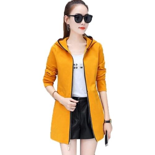 Women Jacket 2021New Female Spring Coats Ladies Hooded Jackets Mujer Feminina Loose Zipper Thin Windbreaker Womens Tops D555