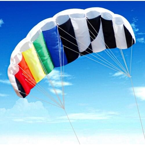 Flying Kite Large Colorful Rainbow Kite Beautiful Tear-resistant 1.4M Rainbow Dual Line Rainbow Power Kites for Entertainment