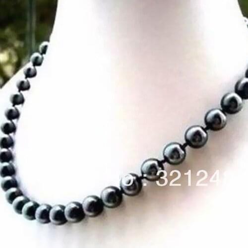 Fashion black south sea shell pearl 10mm natural round trendy beads Romantic necklace making 18 inches GE4515