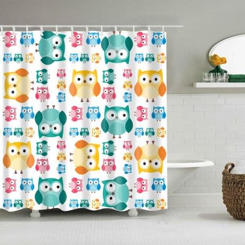 Cartoon Animal Colorful Cute Bird Shower Curtain Bath Accessories