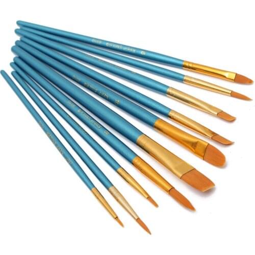 10pcs Paint Brushes Nylon Wooden Handle Paint Brush Set for Kids Watercolor Gouache Drawing Painting Art Supplies Painting Kits