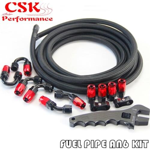 AN -6 AN6 Hose End Fitting Oil Fuel Line Steel Nylon Braided Wrench Tools Kit
