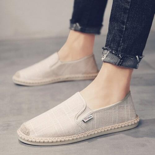 2021 Spring Autumn New Mens Vulcanize Shoes Comfortable Slip-on Low Heel Shallow Canvas Shoes Breathable Suitable for Outside