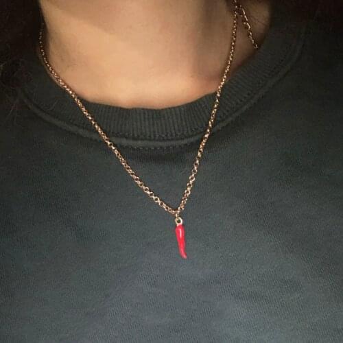 New Creative Red Pimiento Chili Pepper Pendant Necklace for Women Simple Geometric Clavicle Necklaces Chains Colar Jewelry Gift