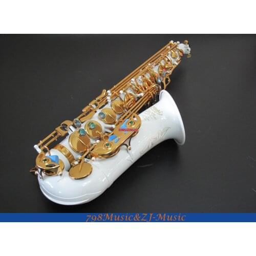 Professional White Lacquer Alto Saxophone Sax High F# Abalone Shell Key With Case