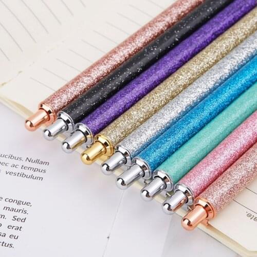 H8WA Luxury Metal Ballpoint Pen 1.0mm Glitter Oil Flow Pens Office Supplies School Stationery