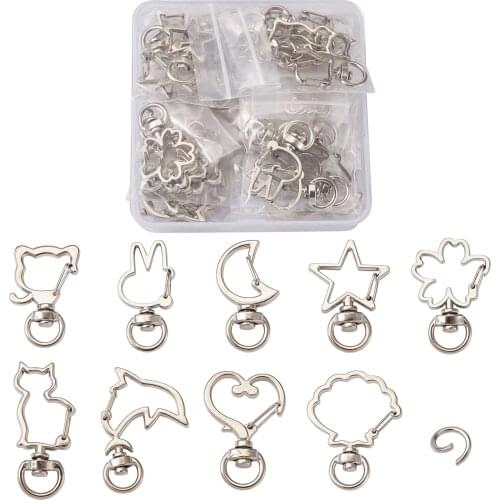 1 Box Iron Swivel Clasps Alloy Keychain Clasps Zinc Alloy Swivel Lobster Claw Clasps Jump Rings DIY Jewelry Keychain Clasp Sets