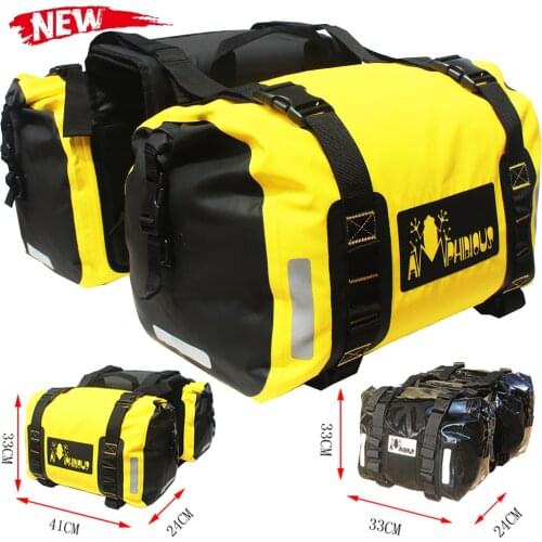 100% Full Waterproof Motorcycle Tail Bags Back Seat Bags Travel Said Bag Motorbike Sport Luggage Rear Seat Bag Pack 60L Yellow