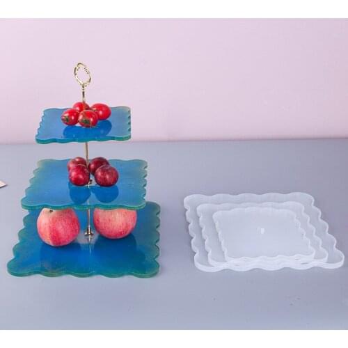 DIY Three-layer Fruit Tray Tea Tray Silicone Mold Epoxy Resin Tray Coaster Resin Mold for Desktop Decoration for Drop Shipping
