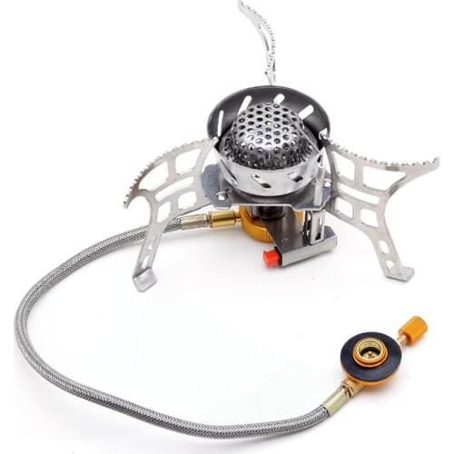 Outdoor Camping Stove Double Windproof Single Burner Portable Compact Burner Compatible with OD/CB tank For BBQ Camping Hiking