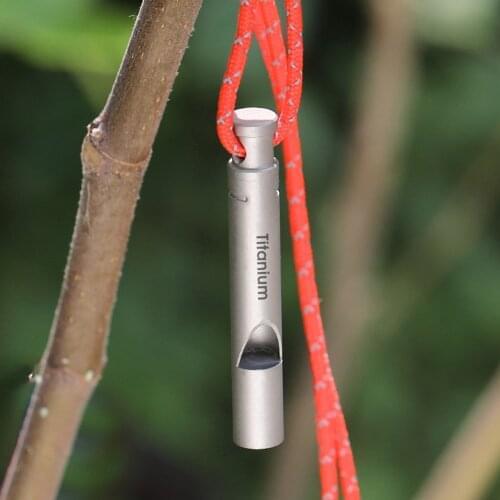 Ultralight Titanium Whistle with Cord Camping Whistle Portable Emergency Hiking Outdoor Survival Tools Camping Hiking Exploring