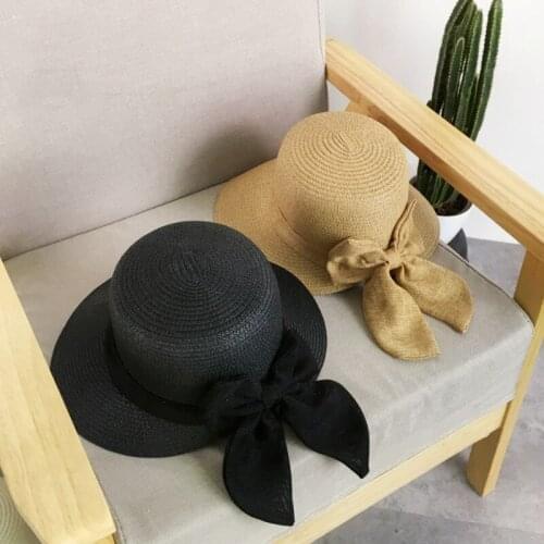 Spring Summer Womens Sunshade Straw Sun Hat Temperament Travel Beach Sun Protection Cap Female Sunscreen Solid Color Caps H7392