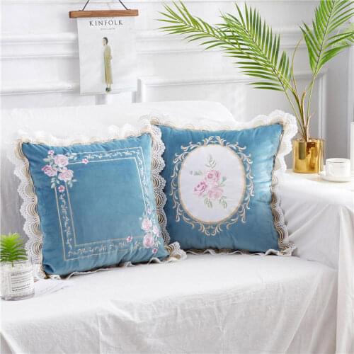 Vintage Pillow Case Embroidery Cushion Cover 45X45 For Living room Sofa Home Decor Pillow Covers Decorative Floral PillowCase